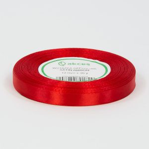 Wstążka satynowa Akces Czerwona, 12mm x 33m